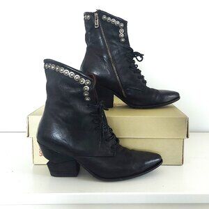 A.S.98 Black Ankle Boots with Silver Accents